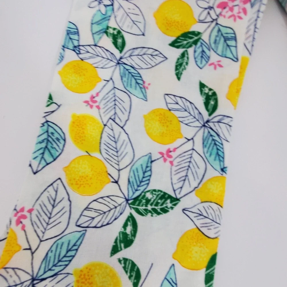 Lemon Print Kitchen Scarf Towel Grey Waffle Weave Cotton Cooking Accessory 65in